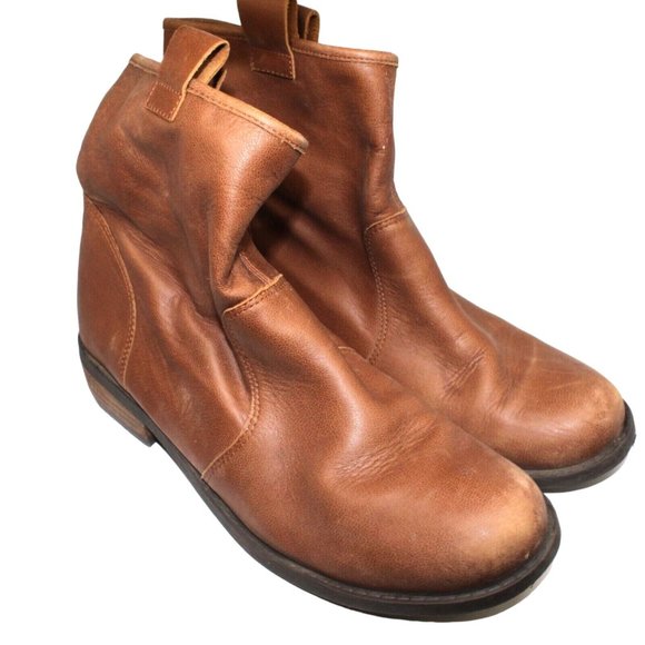 Sole Society Natasha Sz 9.5M Distressed Brown Leather Ankle Pull On Boot Bootie - Picture 3 of 16
